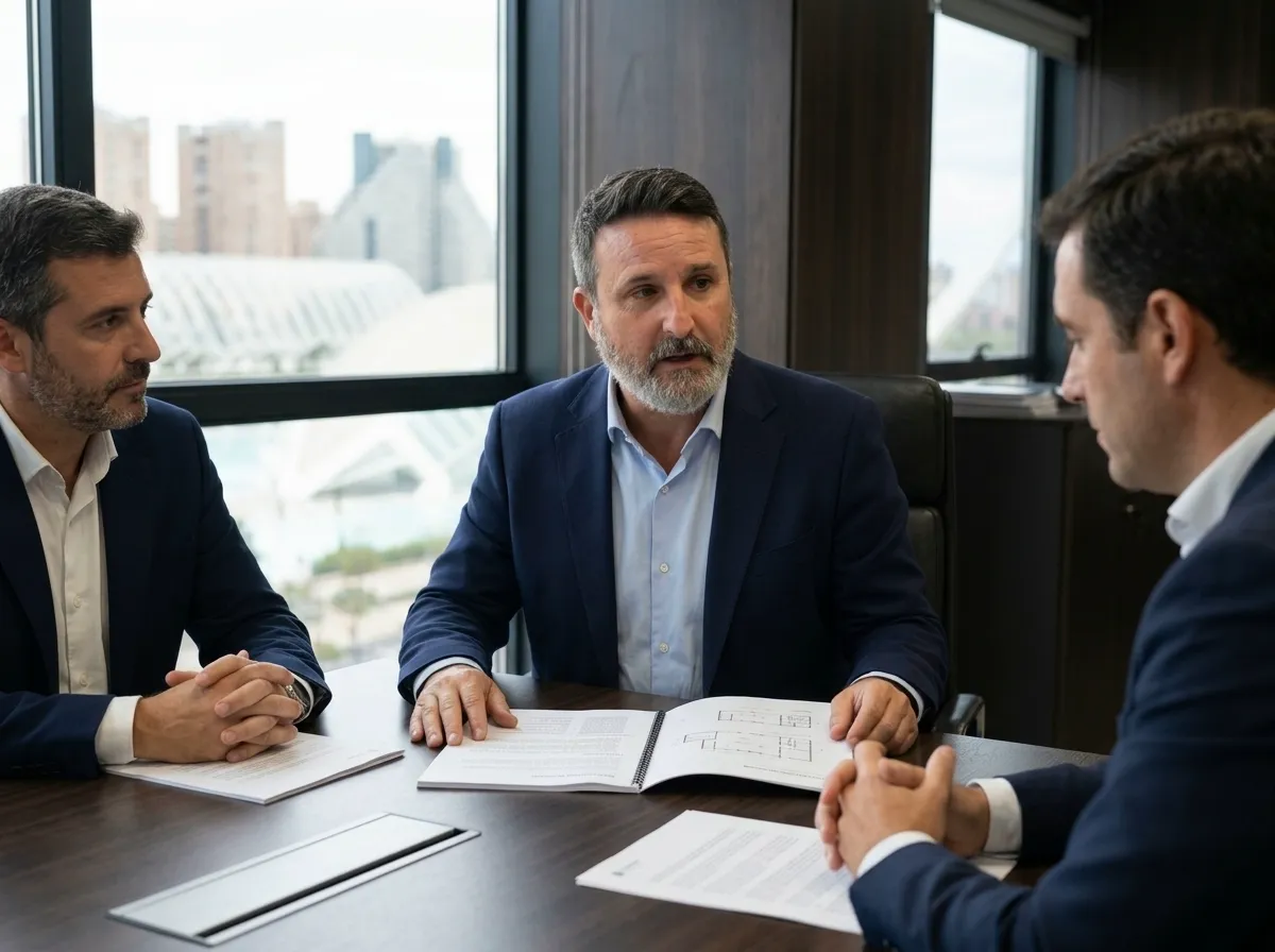 Reunión con propietarios revisando el dosier de su inmueble