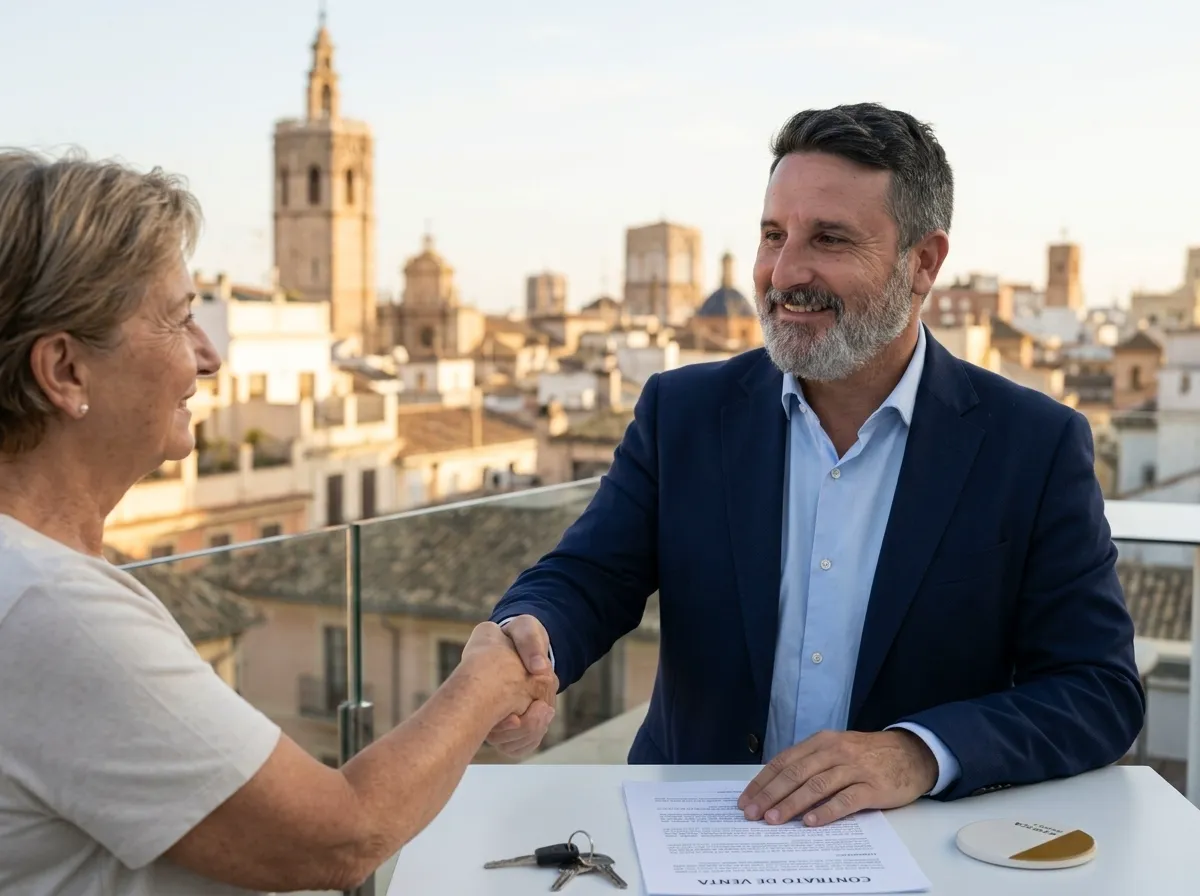 Acuerdo con una propietaria en una terraza con vistas a Valencia