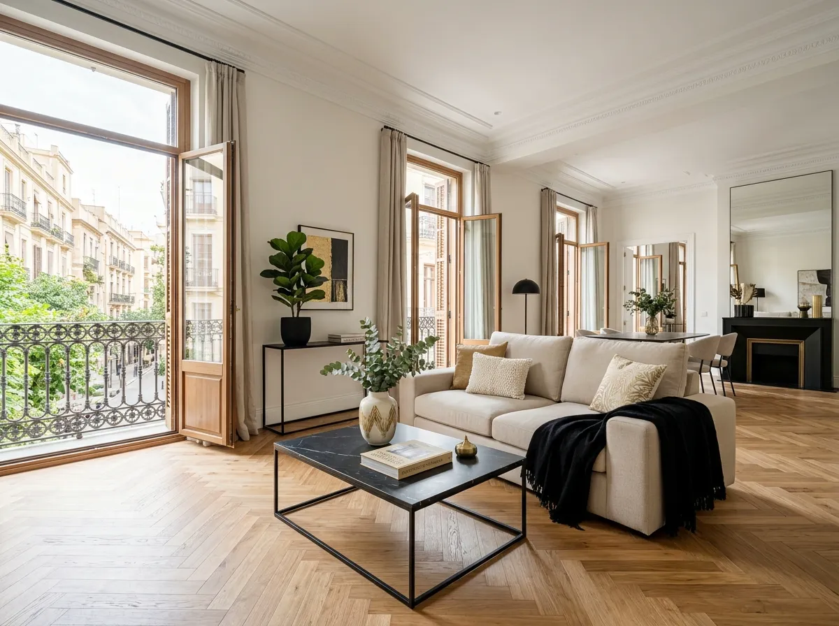 Salón de un piso reformado en Valencia